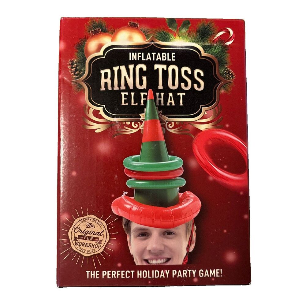 Samsonico Inflatable Elf Hat Ring Toss Holiday Party Game Open Box